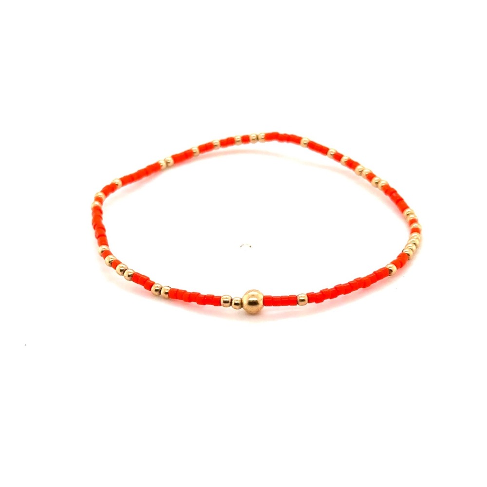 Enewton Hope Unwritten Bracelet Orange Seed Bead 14kt Gold Filled Stretch 6.25in